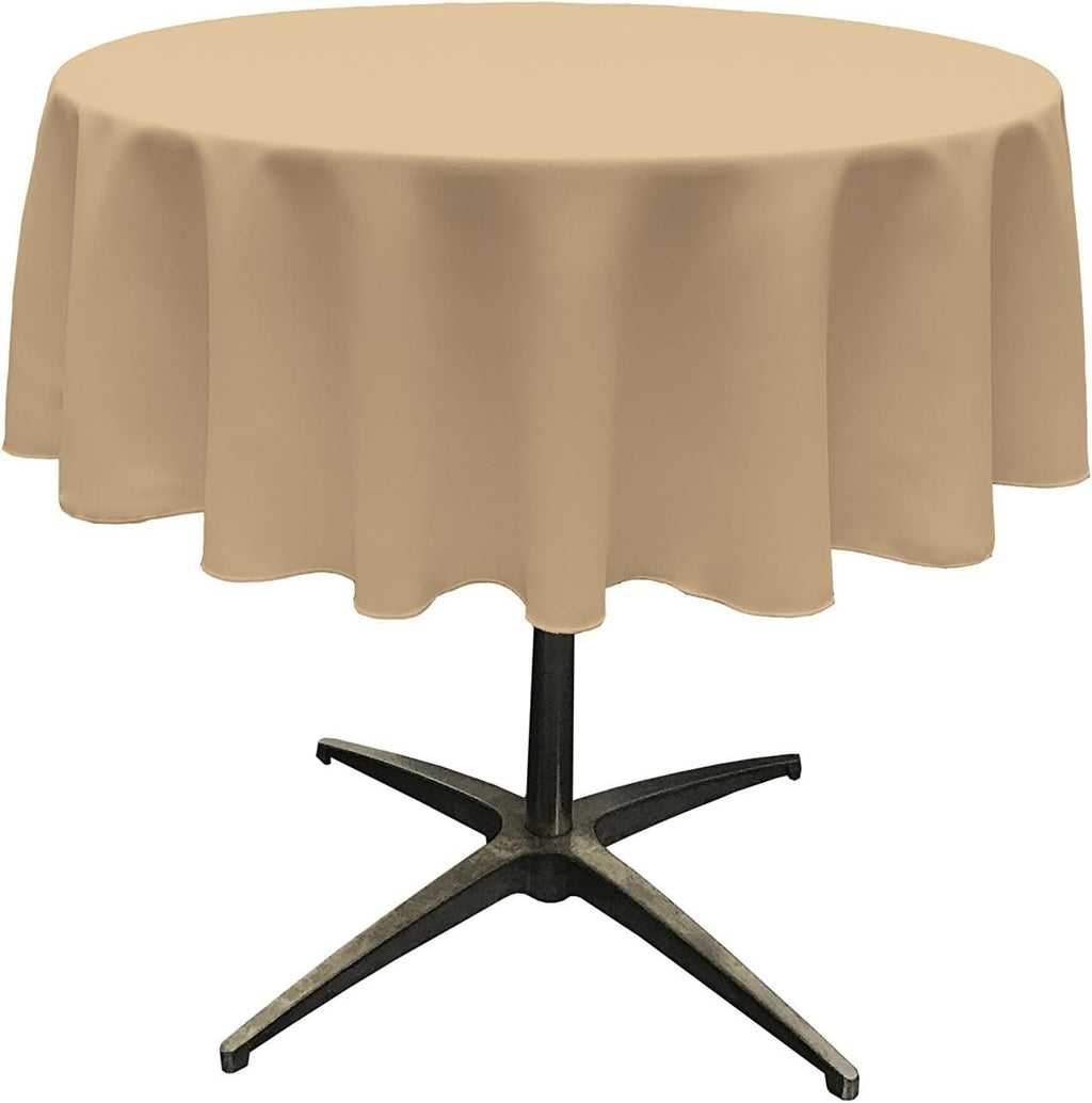 CHAMPAGNE - Polyester Poplin Washable Round Tablecloth, Wrinkle Resistant Table Cover Fabric Table Cloth for Dinning, Kitchen, Party,Holiday