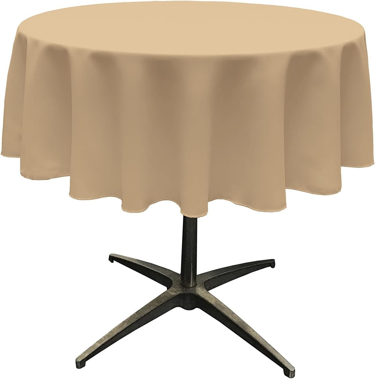 CHAMPAGNE - Polyester Poplin Washable Round Tablecloth, Wrinkle Resistant Table Cover Fabric Table Cloth for Dinning, Kitchen, Party,Holiday