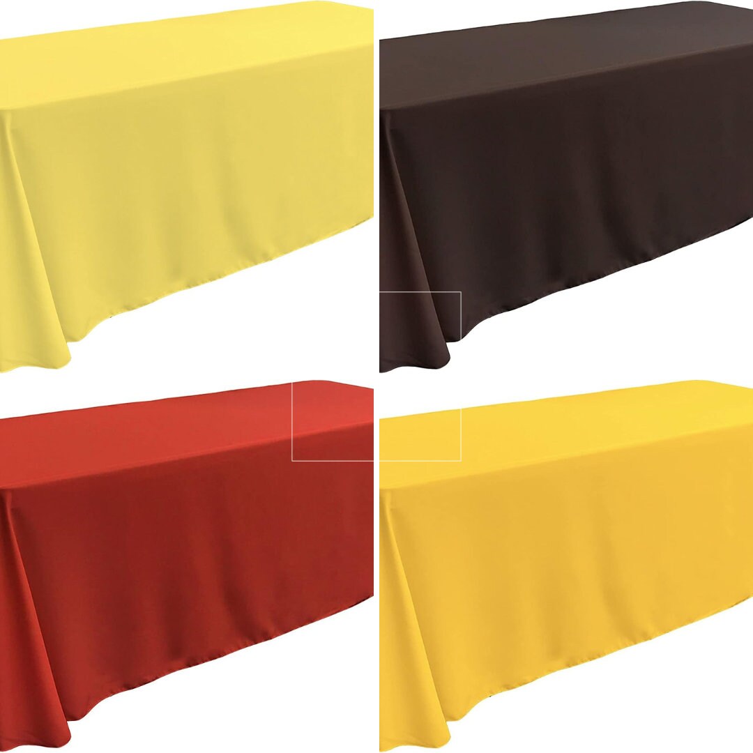 108" x 132" Polyester Poplin Washable Rectangular Tablecloth, Table Cover Fabric Cloth for Dinning, Kitchen, Party. 27 Colors Available