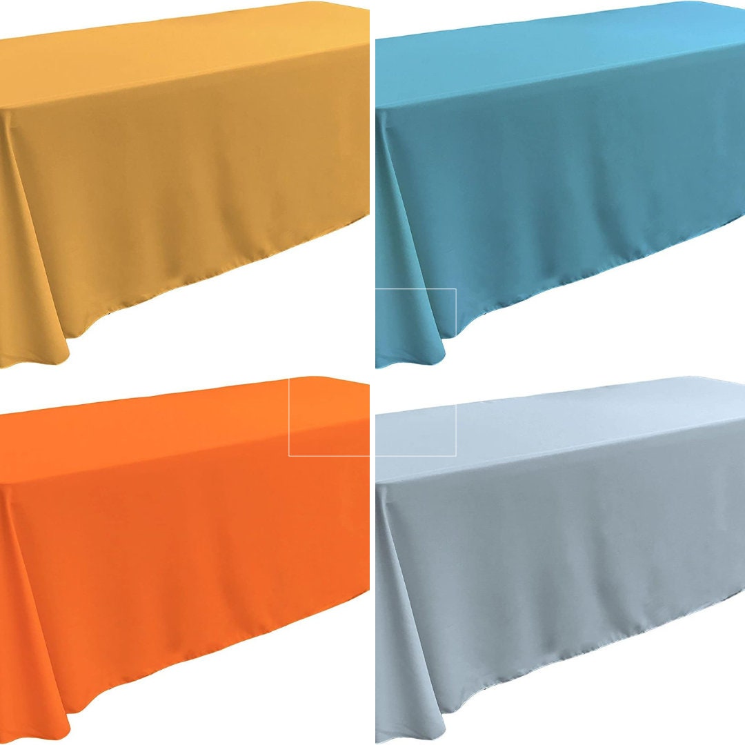 90" x 108" Polyester Poplin Washable Rectangular Tablecloth, Table Cover Fabric Cloth for Dinning, Kitchen, Party. 27 Colors Available
