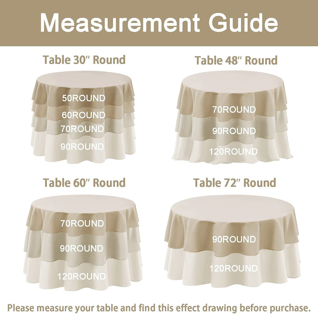 DUSTYBLUE - 132"  Polyester Poplin Washable Round Tablecloth, Stain Wrinkle Resistant Table Cover 132", Fabric Table Cloth Dinning