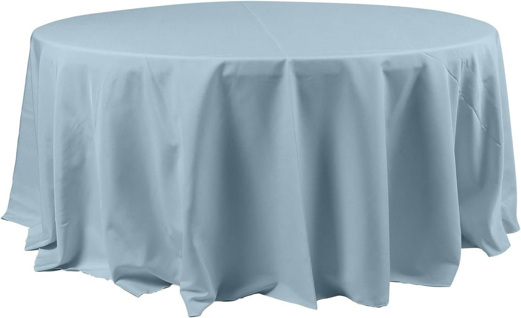 DUSTYBLUE - 132"  Polyester Poplin Washable Round Tablecloth, Stain Wrinkle Resistant Table Cover 132", Fabric Table Cloth Dinning