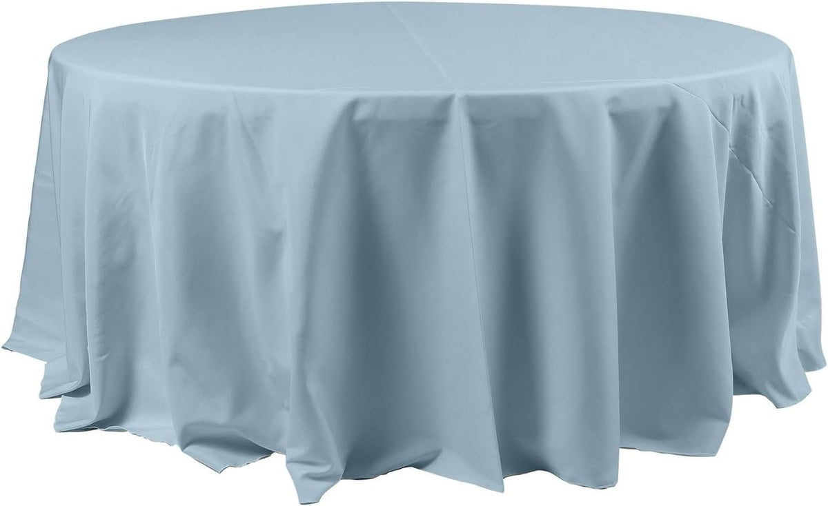 DUSTYBLUE - 132"  Polyester Poplin Washable Round Tablecloth, Stain Wrinkle Resistant Table Cover 132", Fabric Table Cloth Dinning