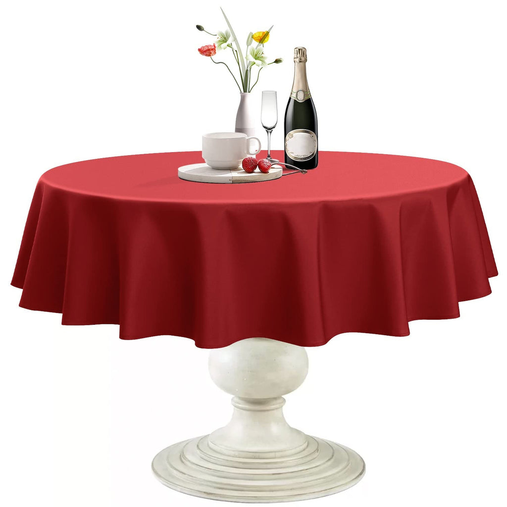 LTPINK - Polyester Poplin Washable Round Tablecloth, Wrinkle Resistant Table Cover Fabric Table Cloth for Dinning, Kitchen, Party, Holiday