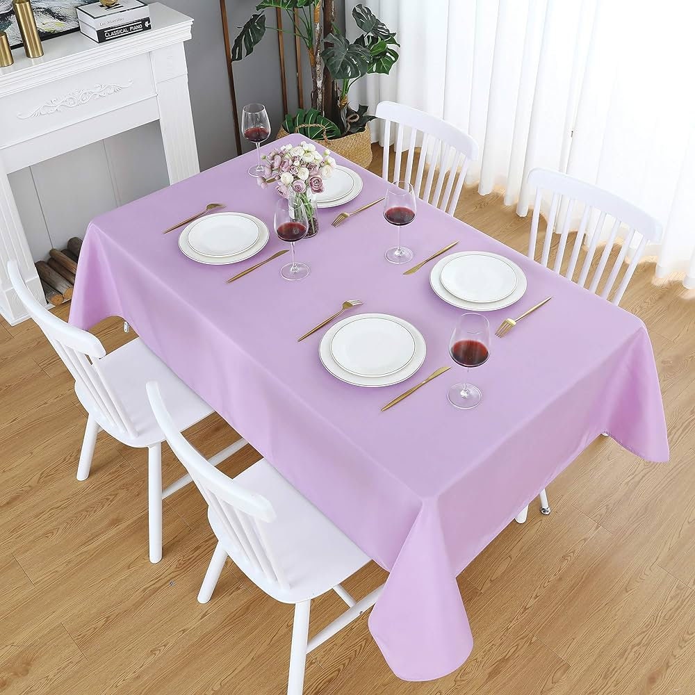 FUCHSIA -Polyester Poplin Washable Rectangular Tablecloth, Stain Wrinkle Resistant Table Cover Fabric Table Cloth for Dinning, Kitchen,Party