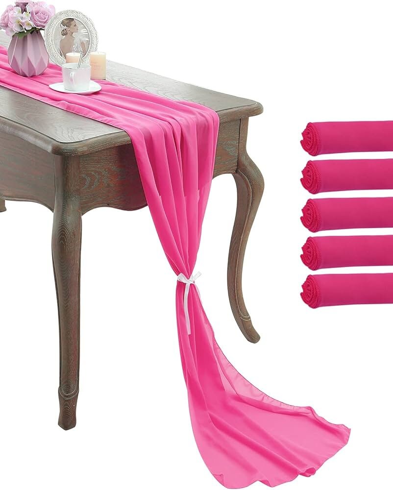 Chiffon Table Runner 29 x 108 inch Perfect for Party Sweetest Day Wedding Anniversary Decorations Valentines Day Runners .5 Colors Available