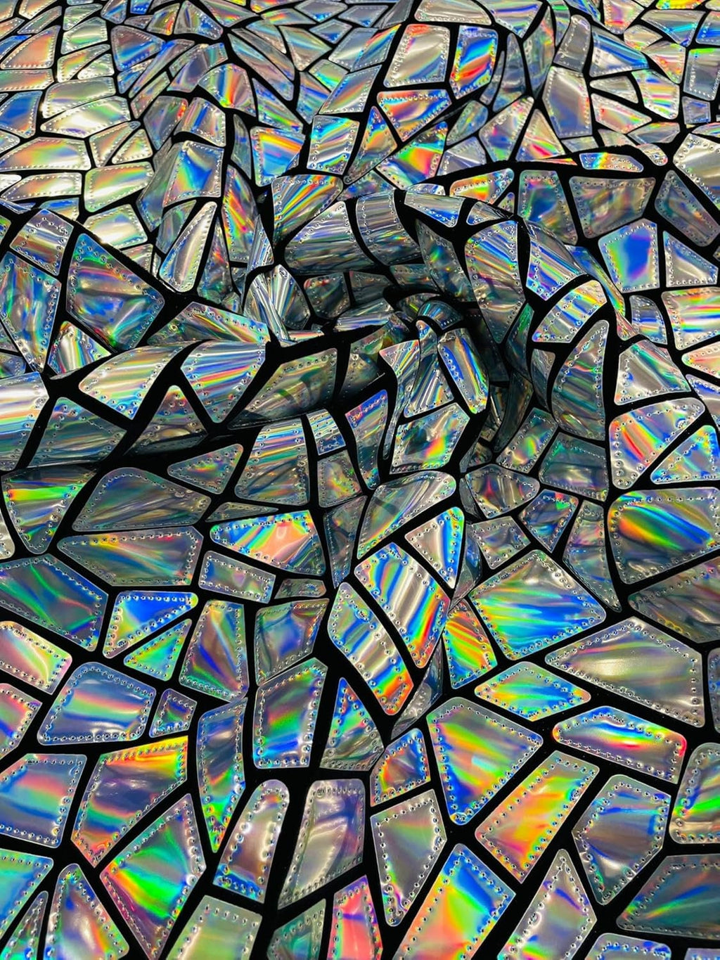 SHINY BROKEN GLASS - Sequin Design/Geometric/On Black Stretch Velvet Fabric Sold by The Yard. Choose Colo Below