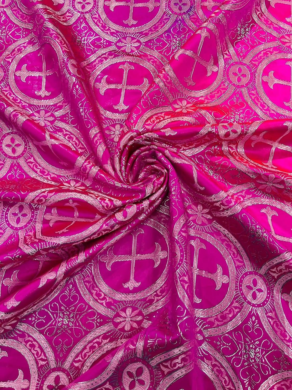 METALLIC CROSS  Brocade Jacquard Satin/Religious Brocade/58 Inches Wide/Liturgical Fabric/Church/Vestment Fabric By Yard. Choose Color Below