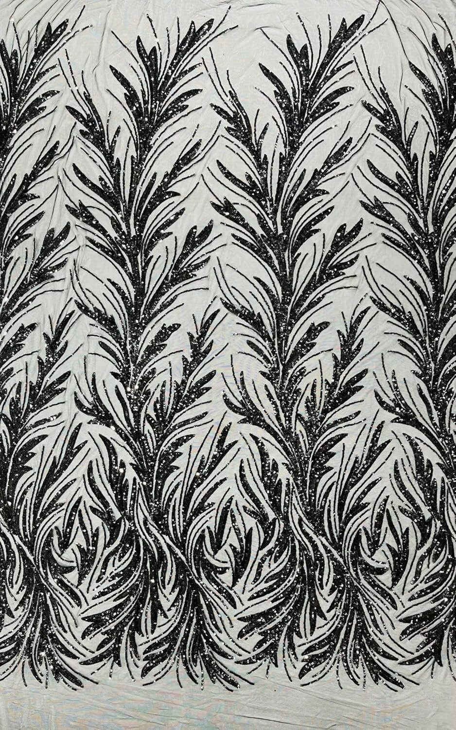 BRANCH - Shiny Sequin Design 4 Way Stretch Mesh Fabric-Prom-Sold By The Yard. Choose Color Below
