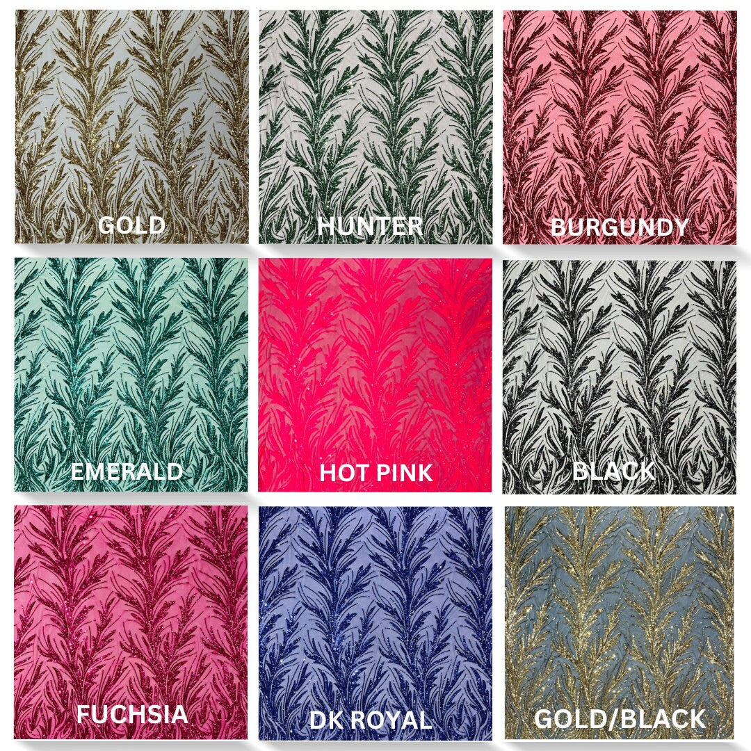 BRANCH - Shiny Sequin Design 4 Way Stretch Mesh Fabric-Prom-Sold By The Yard. Choose Color Below