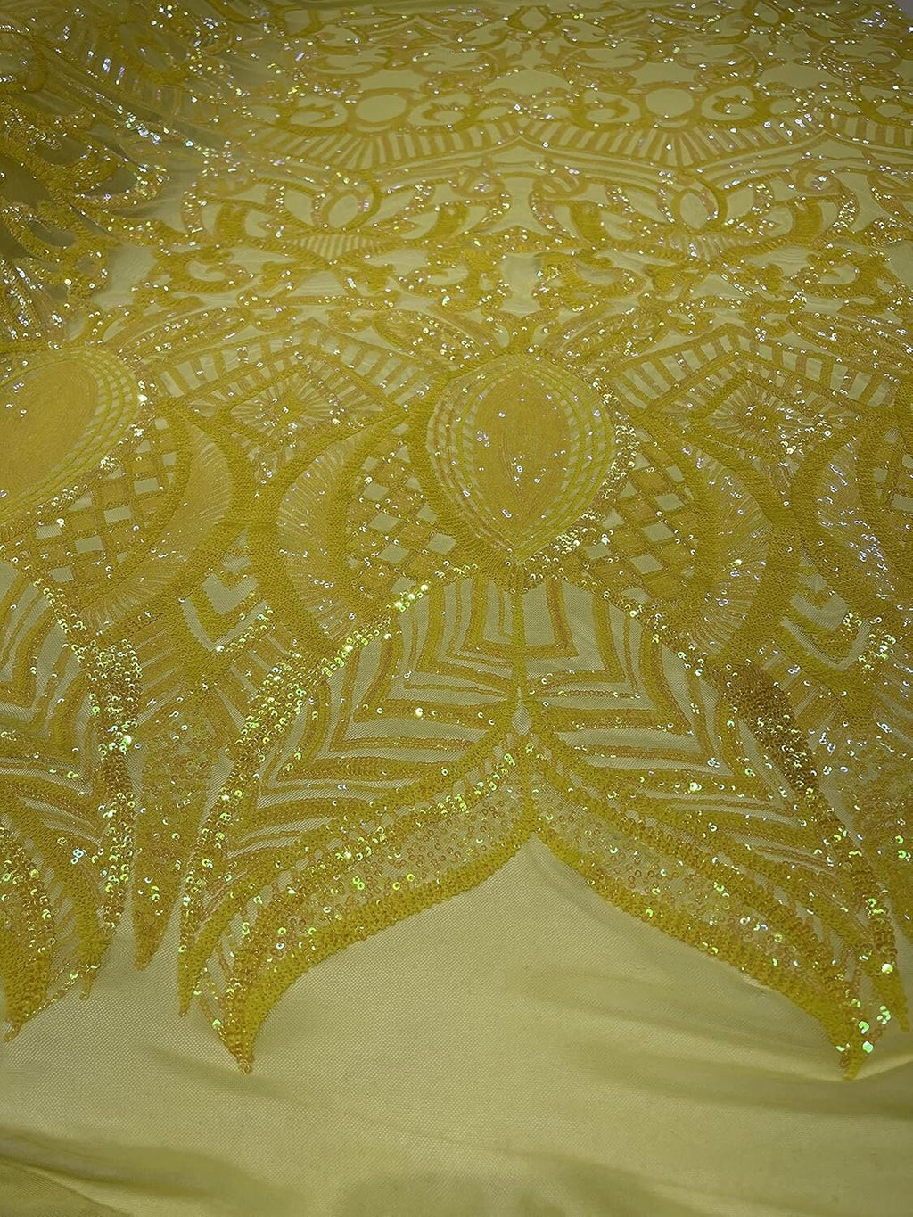 MERMAID - Shiny Sequin Design 4 Way Stretch Mesh Fabric. Sold By The Yard. Choose Color Below