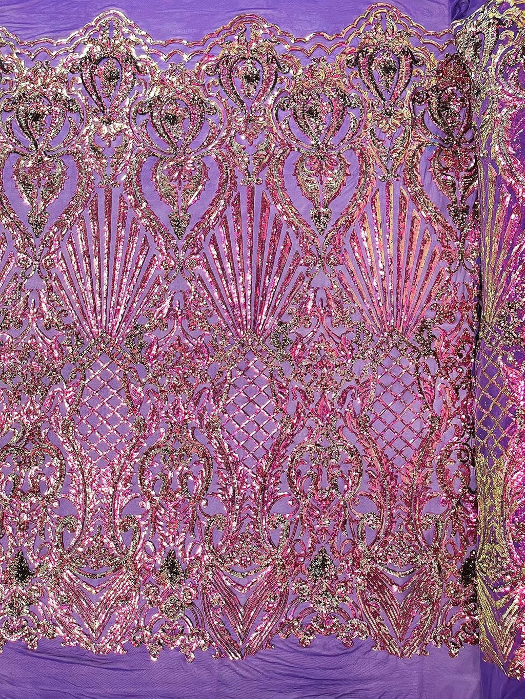 MERMAID TAIL - Shiny Sequin Design 4 Way Stretch Mesh Fabric. Sold By The Yard. Choose Color Below