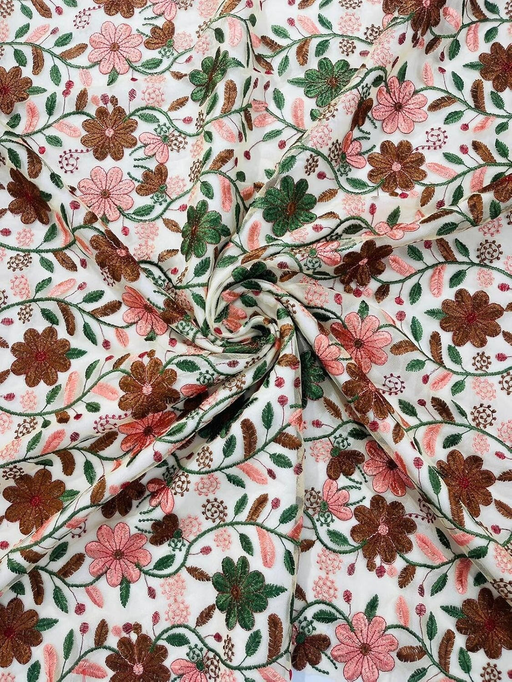 MULTI COLOR FLORAL - Design Embroider Mesh Lace Fabric. Sold By The Yard. 4 Colors Available