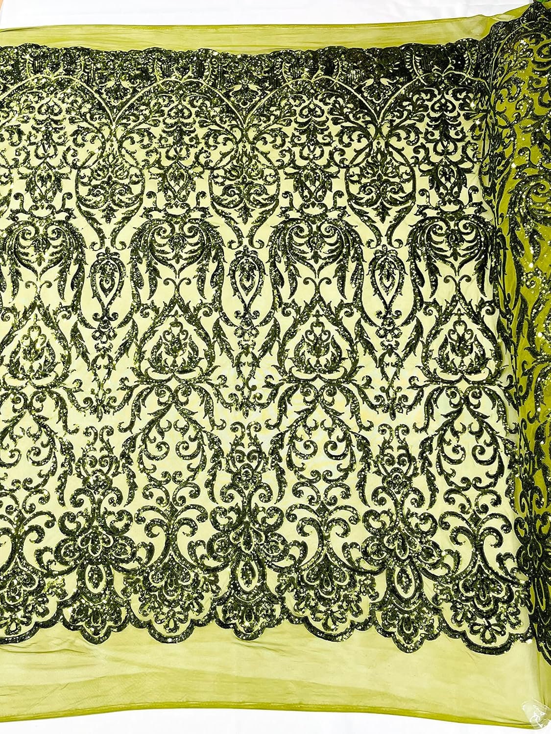 POSEIDON - Shiny Sequin Design 4 Way Stretch Mesh Fabric. Sold By The Yard. Choose Color Below