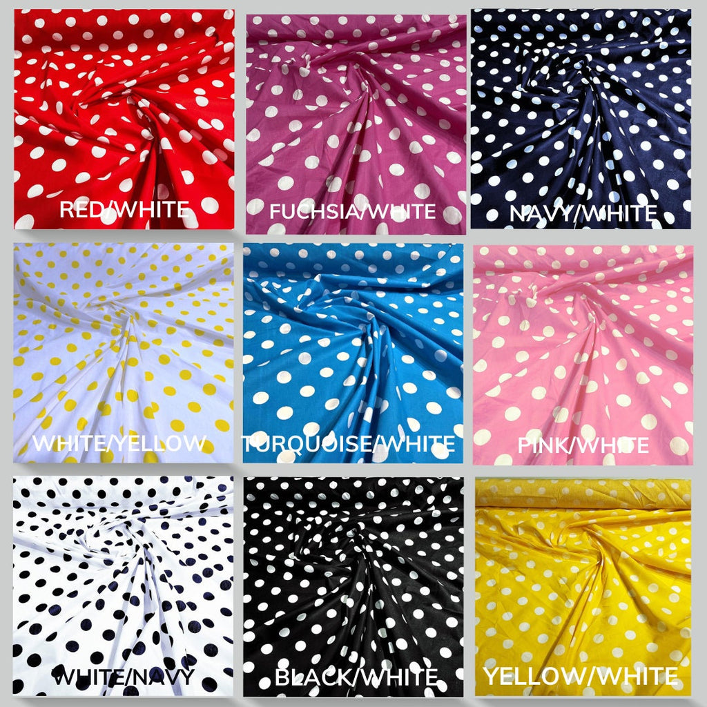 POLKA DOT - Print Poly Cotton Fabric 60" Wide by The Yard. Choose Color Below