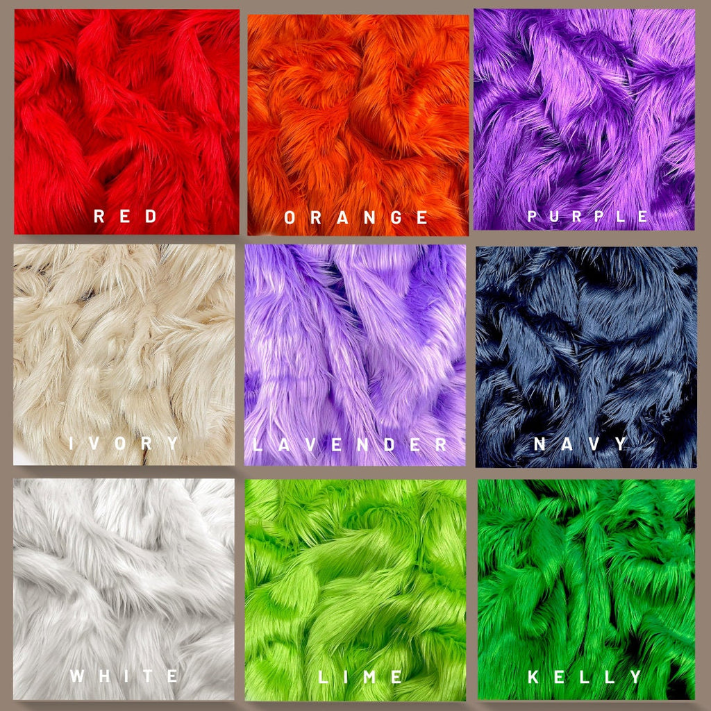 Shaggy Long Pile Faux Fur Fabric By The Yard | Faux Fur | High Quality Ultra Soft Fur Fabric By Yard. Choose Colors Below