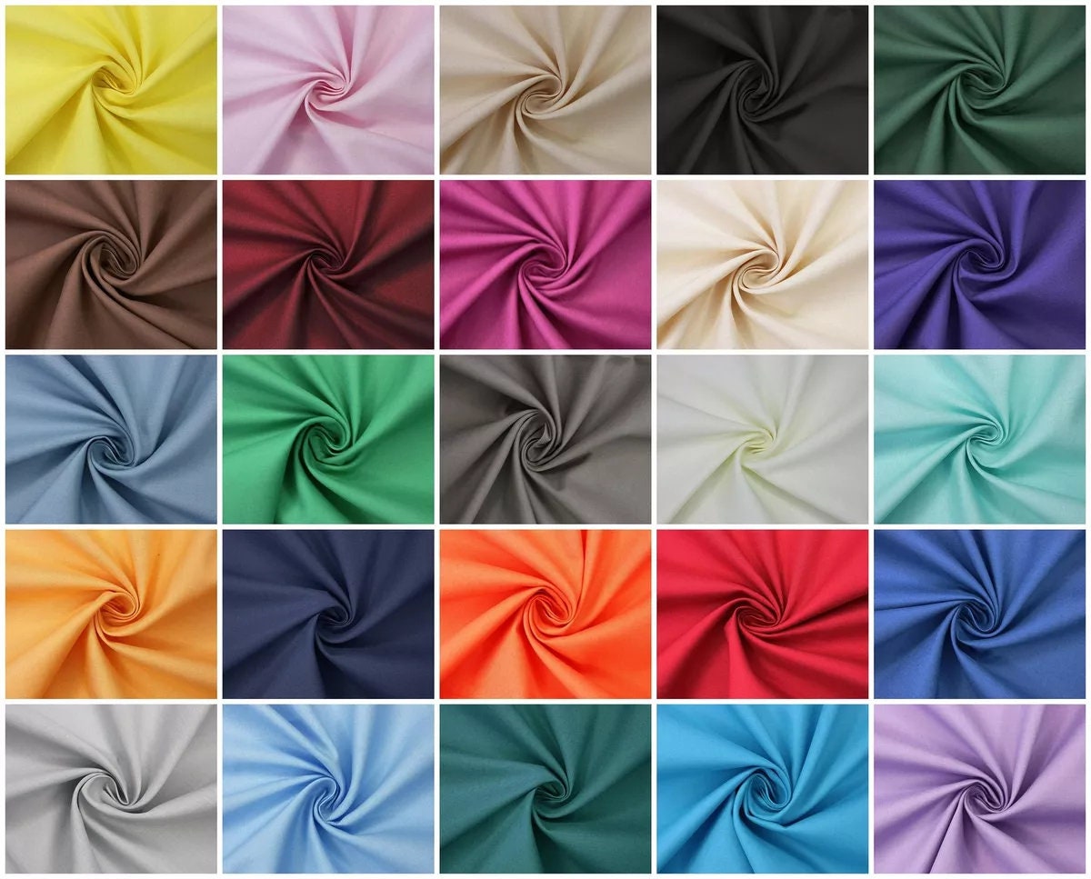 Poly Cotton Fabric/By The Yard Poly Cotton Fabric 60 Wide Inches/Solid Poly Cotton/Fabric For Decoration/Craft/Choose Color Below