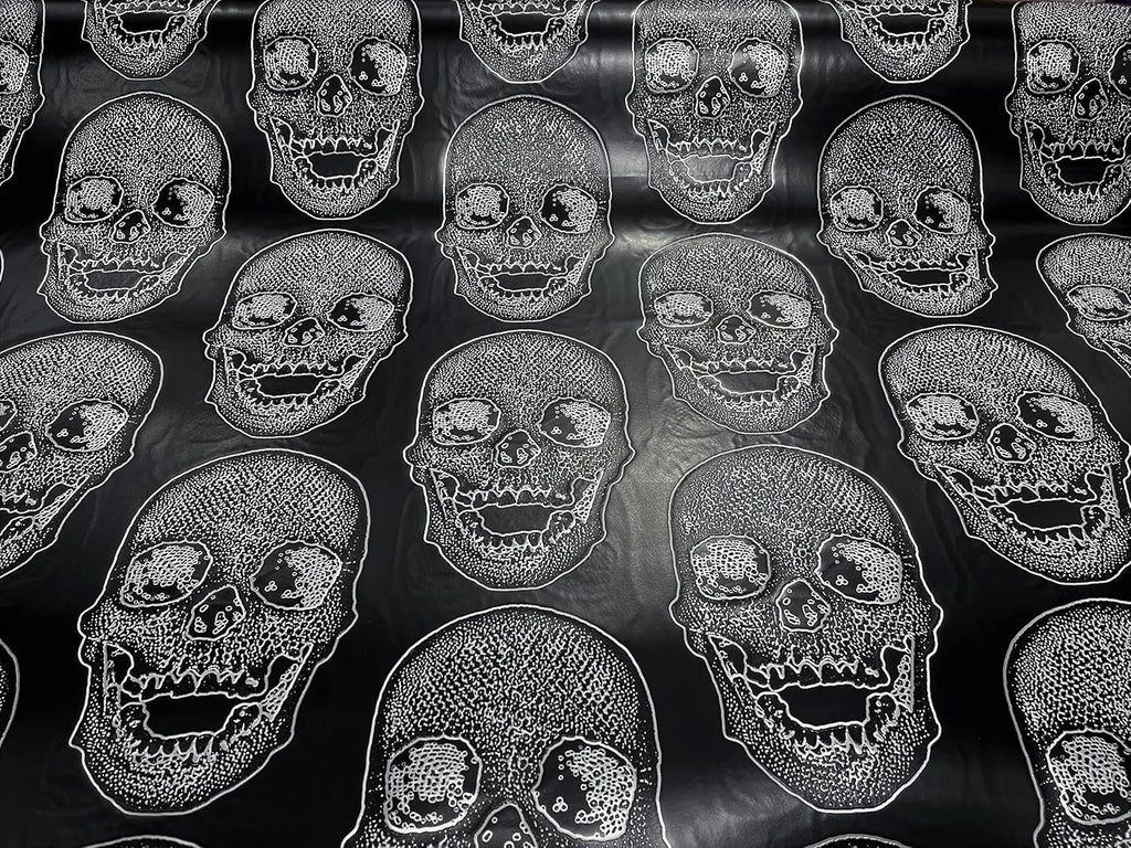 Big Skull Embossed Vinyl Fabric-PVC-Upholstery, Faux Leather By Yard. Choose Color Below
