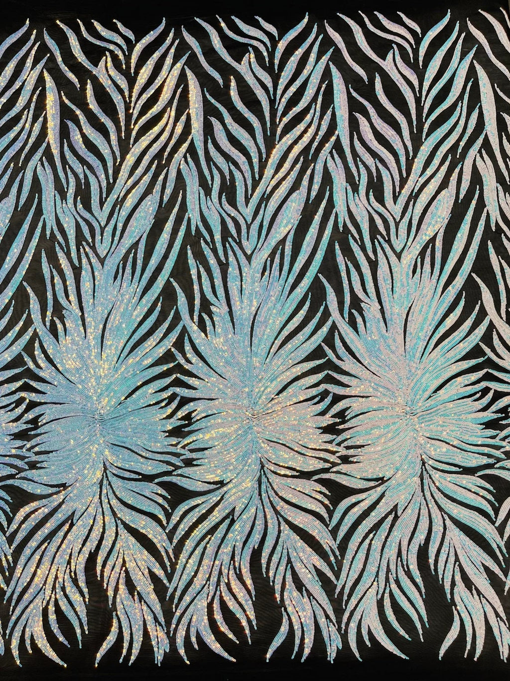 FEATHER FASHION - Shiny Sequin Design 4 Way Stretch Mesh Fabric. Sold By The Yard. Choose Color Below