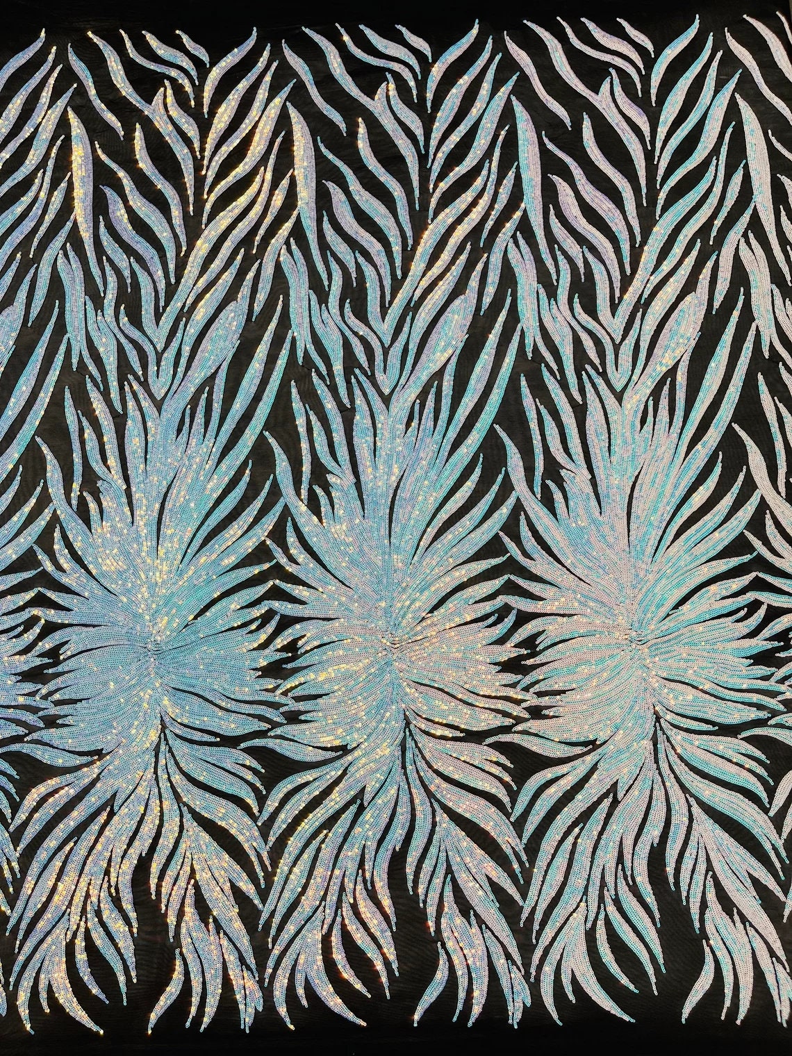 FEATHER FASHION - Shiny Sequin Design 4 Way Stretch Mesh Fabric. Sold By The Yard. Choose Color Below