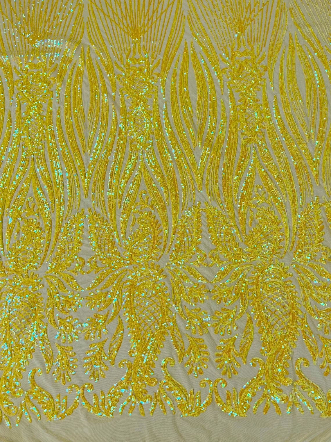 HIGH FASHION - Shiny Sequin Design 4 Way Stretch Mesh Fabric. Sold By The Yard. Choose Color Below