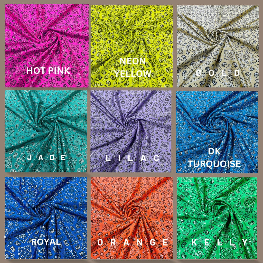 BANDANA - Nylon Spandex 4 Way Stretch By Yard. Choose Color Below