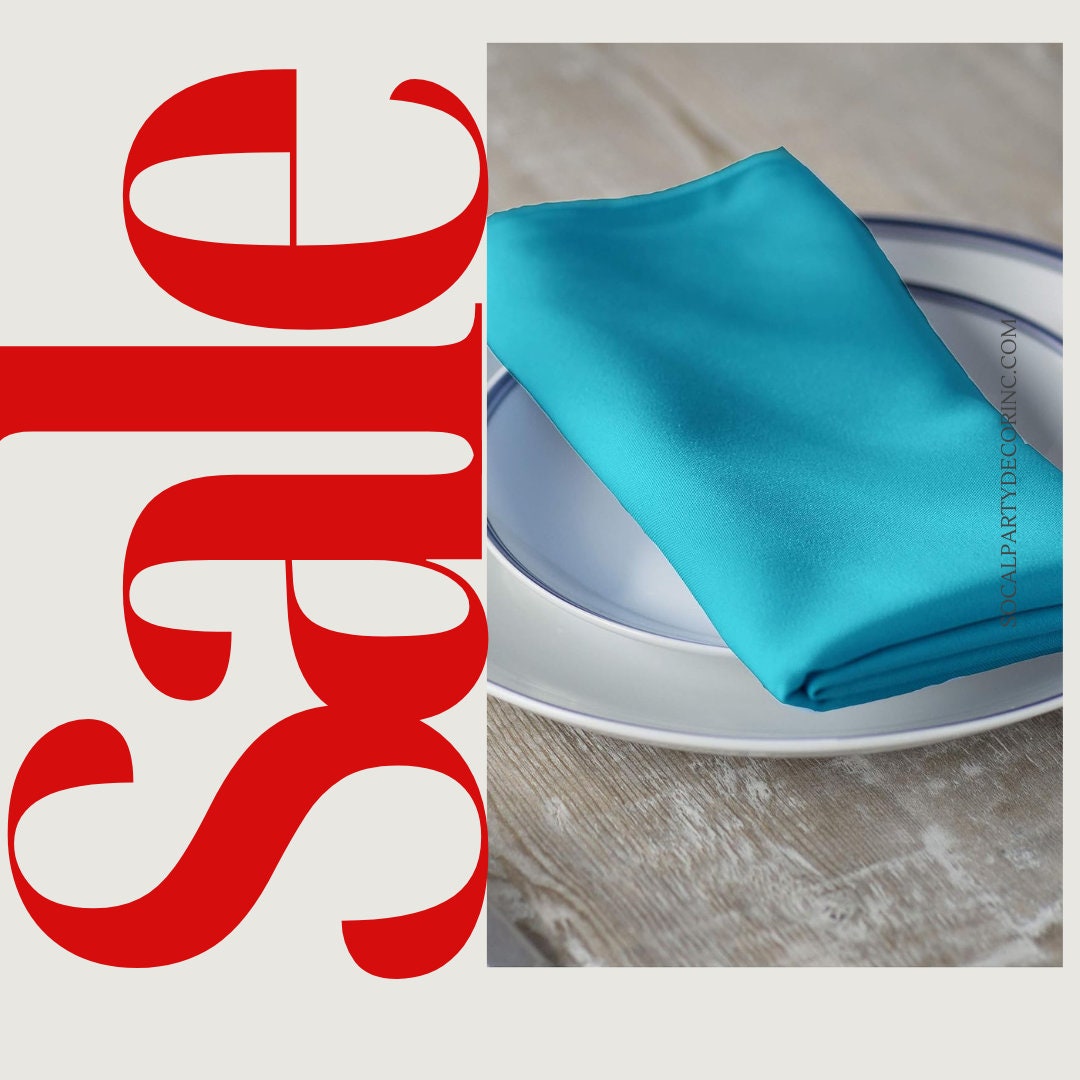 TURQUOISE - Poly Poplin Napkin - 18" X 18" - Cloth Napkins, Washable Reusable Napkins Wrinkle Resistance Napkins for Dinner, Wedding,Parties
