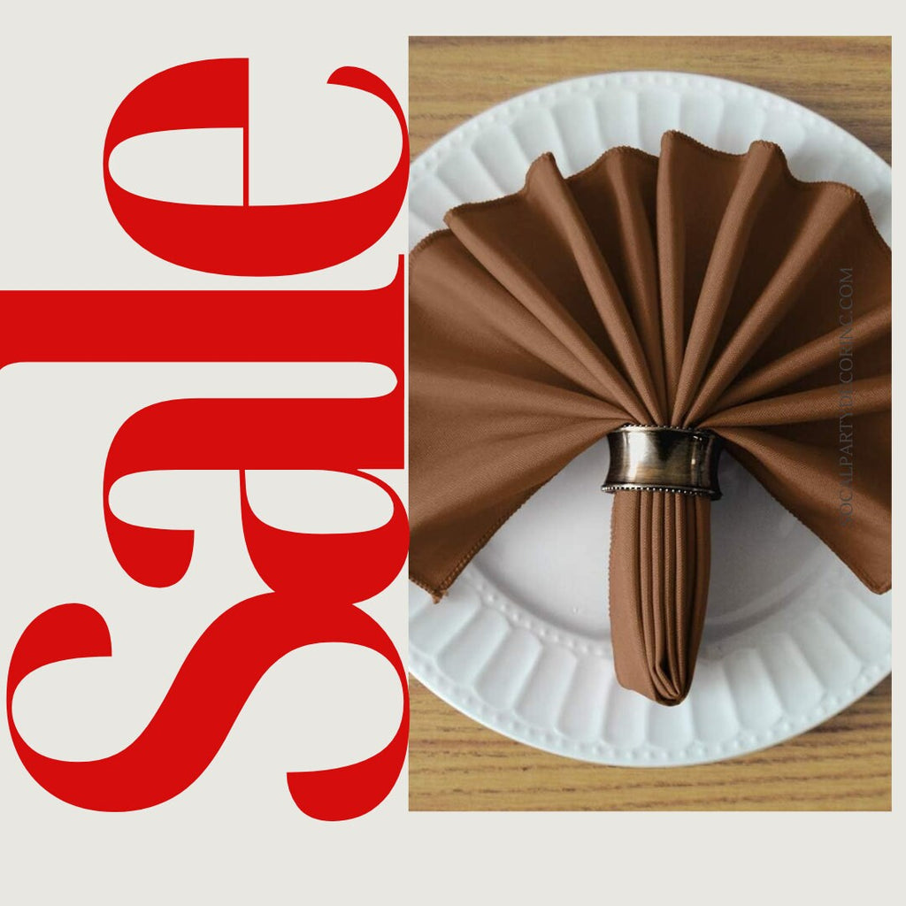 BROWN -Poly Poplin Napkin - 18" X 18" - Cloth Napkins, Washable Reusable Napkins,Wrinkle Resistance Napkins for Dinner, Wedding, Parties