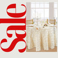 IVORY - Round Tablecloth Table Cloth Satin Rosette Tablecloth - 3D Floral Table Cloth for Wedding Baby Shower Birthday Tea Party Dessert