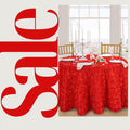 RED - Round Tablecloth Table Cloth Satin Rosette Tablecloth - 3D Floral Table Cloth for Wedding Baby Shower Birthday Tea Party Dessert