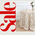 CHAMPAGNE - Round Tablecloth Table Cloth Satin Rosette Tablecloth - 3D Floral Table Cloth for Wedding Baby Shower Birthday Tea Party Dessert