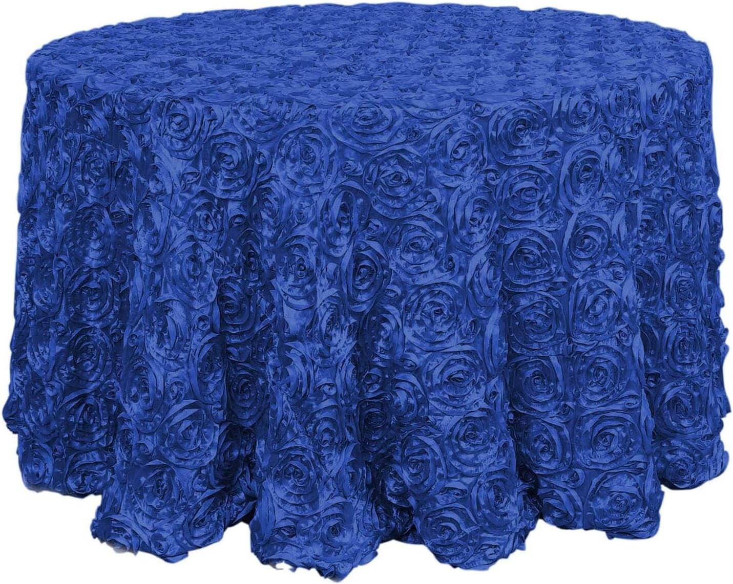 ROYAL - Round Tablecloth Table Cloth Satin Rosette Tablecloth - 3D Floral Table Cloth for Wedding Baby Shower Birthday Tea Party Dessert