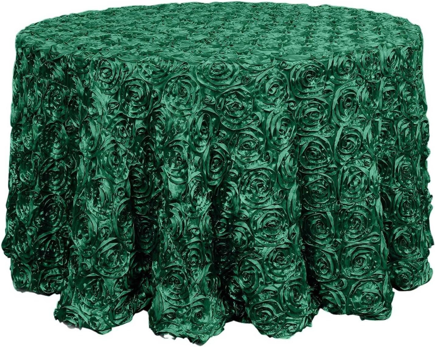 HUNTER - Round Tablecloth Table Cloth Satin Rosette Tablecloth - 3D Floral Table Cloth for Wedding Baby Shower Birthday Tea Party Dessert
