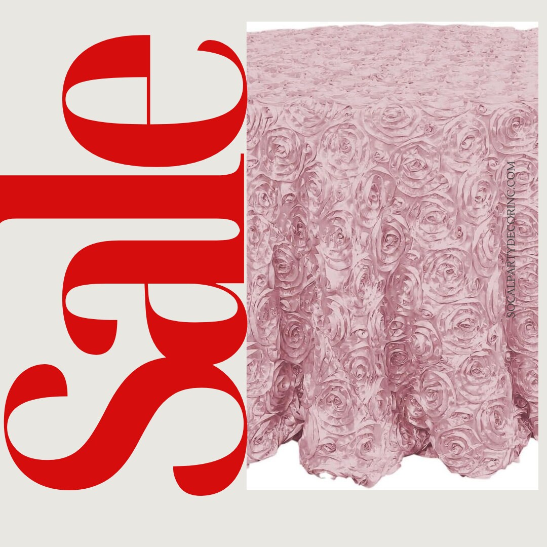 BLUSH - Round Tablecloth Table Cloth Satin Rosette Tablecloth - 3D Floral Table Cloth for Wedding Baby Shower Birthday Tea Party Dessert