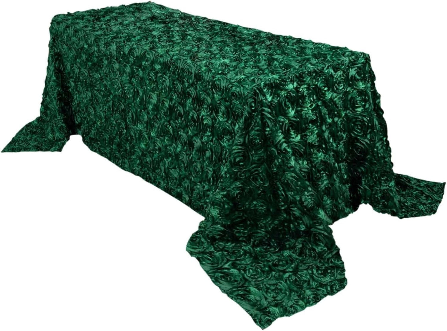 HUNTER - Rectangular Tablecloth Table Cloth Satin Rosette - 3D Floral Table Cloth for Wedding Baby Shower Birthday Tea Party Dessert