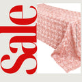 DUSTY ROSE - Rectangular Tablecloth Table Cloth Satin Rosette - 3D Floral Table Cloth for Wedding Baby Shower Birthday Tea Party Dessert