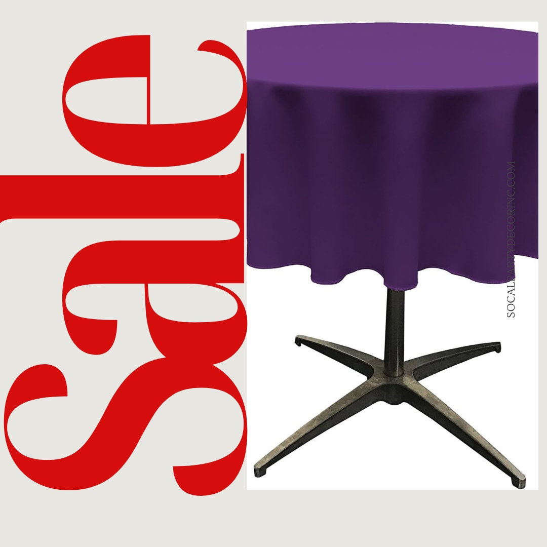 PURPLE - Polyester Poplin Washable Round Tablecloth, Wrinkle Resistant Table Cover Fabric Table Cloth for Dinning, Kitchen, Party,Holiday