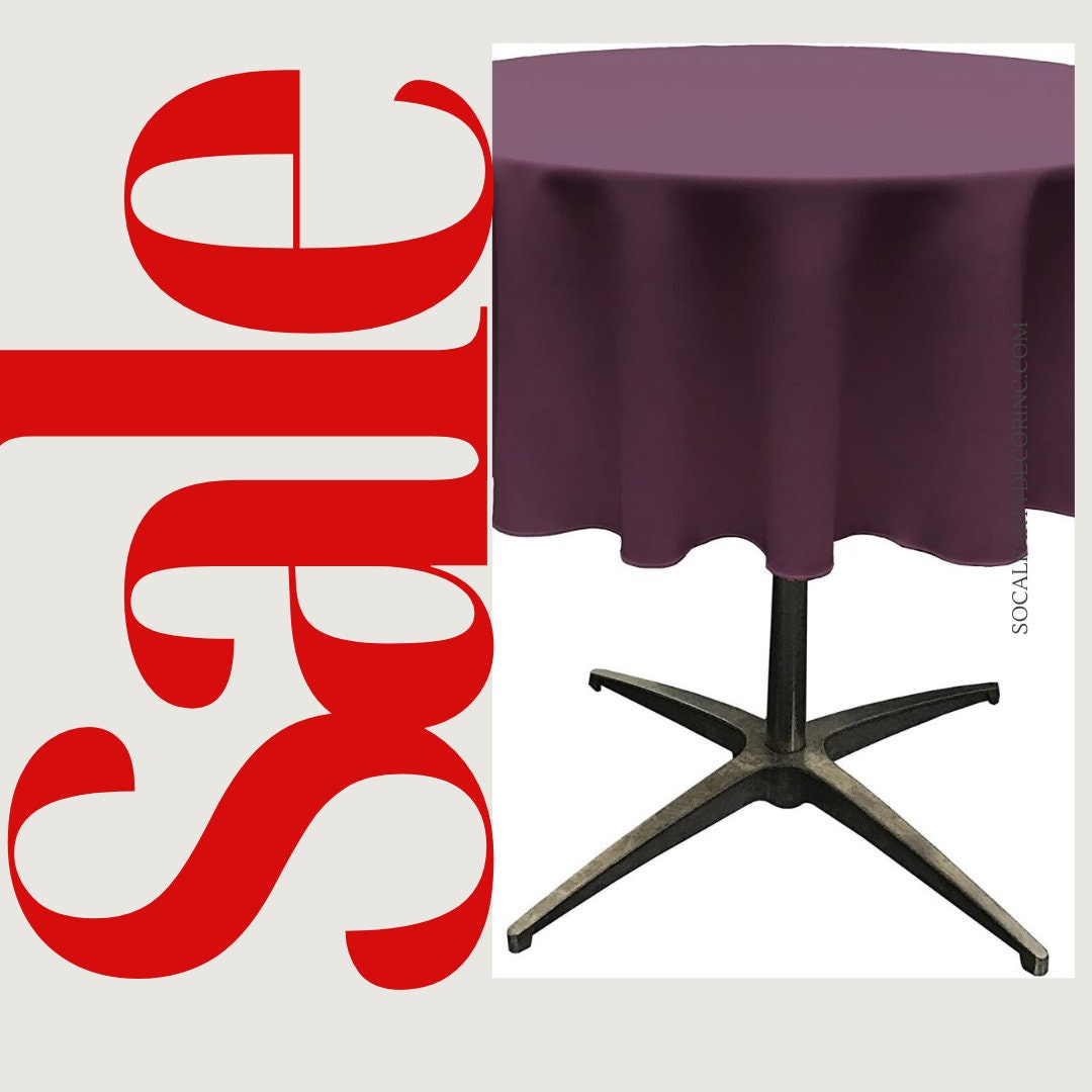 EGGPLANT - Polyester Poplin Washable Round Tablecloth, Wrinkle Resistant Table Cover Fabric Table Cloth for Dinning, Kitchen, Party,Holiday