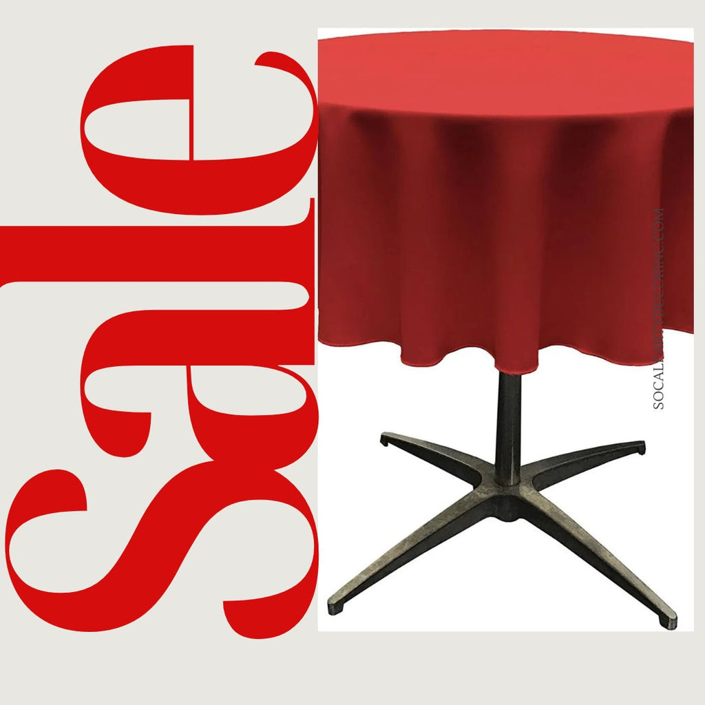 RED - Polyester Poplin Washable Round Tablecloth, Wrinkle Resistant Table Cover Fabric Table Cloth for Dinning, Kitchen, Party, Holiday