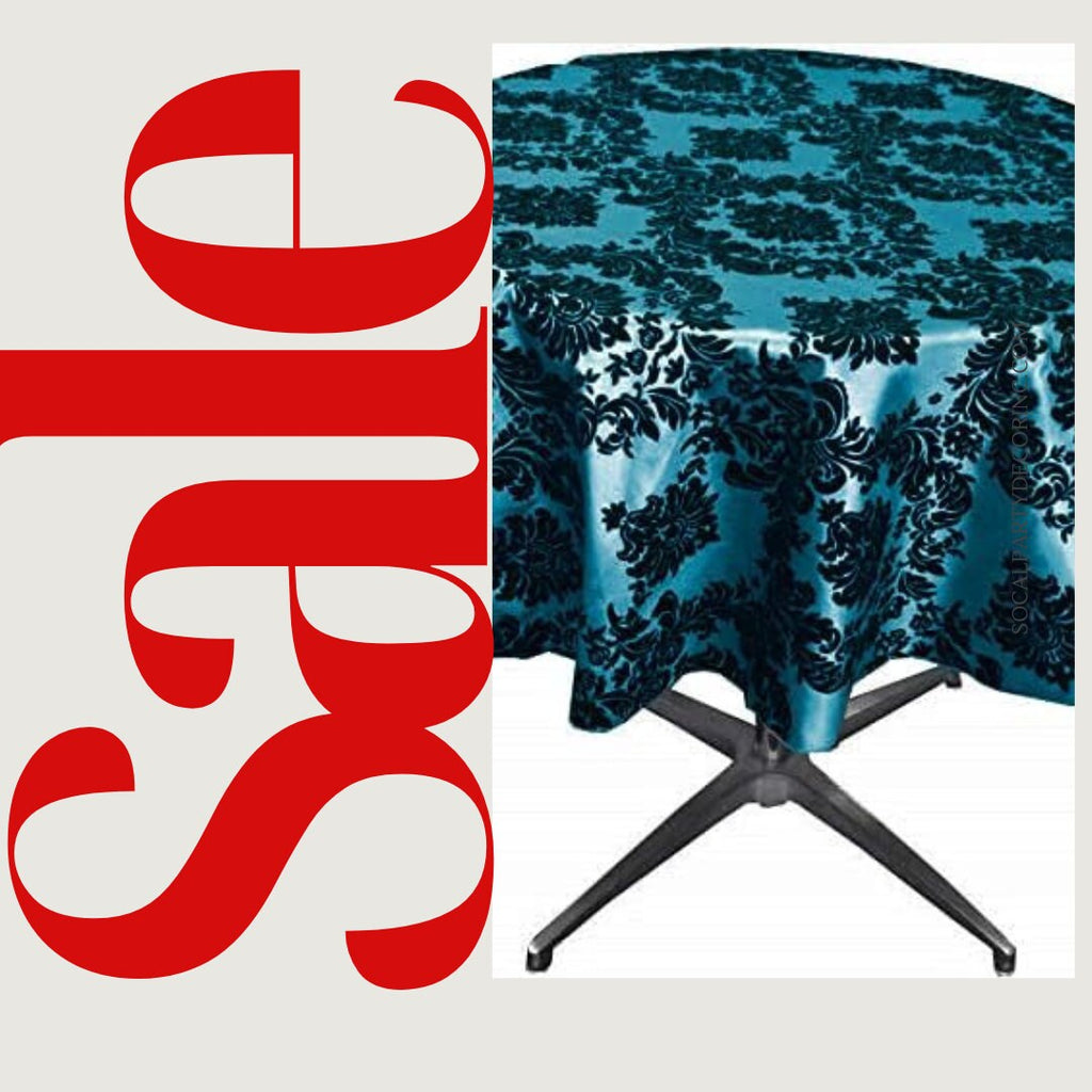 TEAL - Taffeta Flocking Damask Table Rounds for Wedding, Bridal Shower/Baby Shower, Dinner, Special Events/Home Decor.