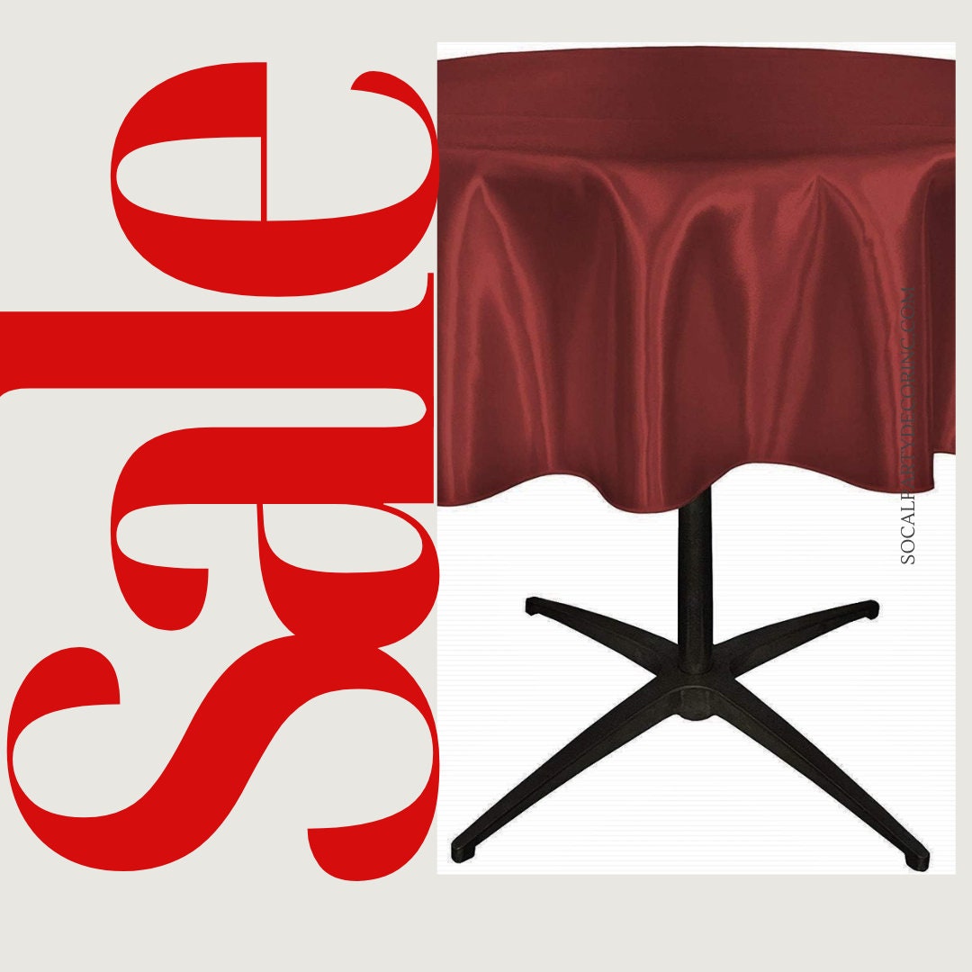 BURGUNDY - Bridal Satin Table Overlay, for Small Coffee Table -  Table Cover Fabric Table Cloth for Dinning, Kitchen, Party,Holiday