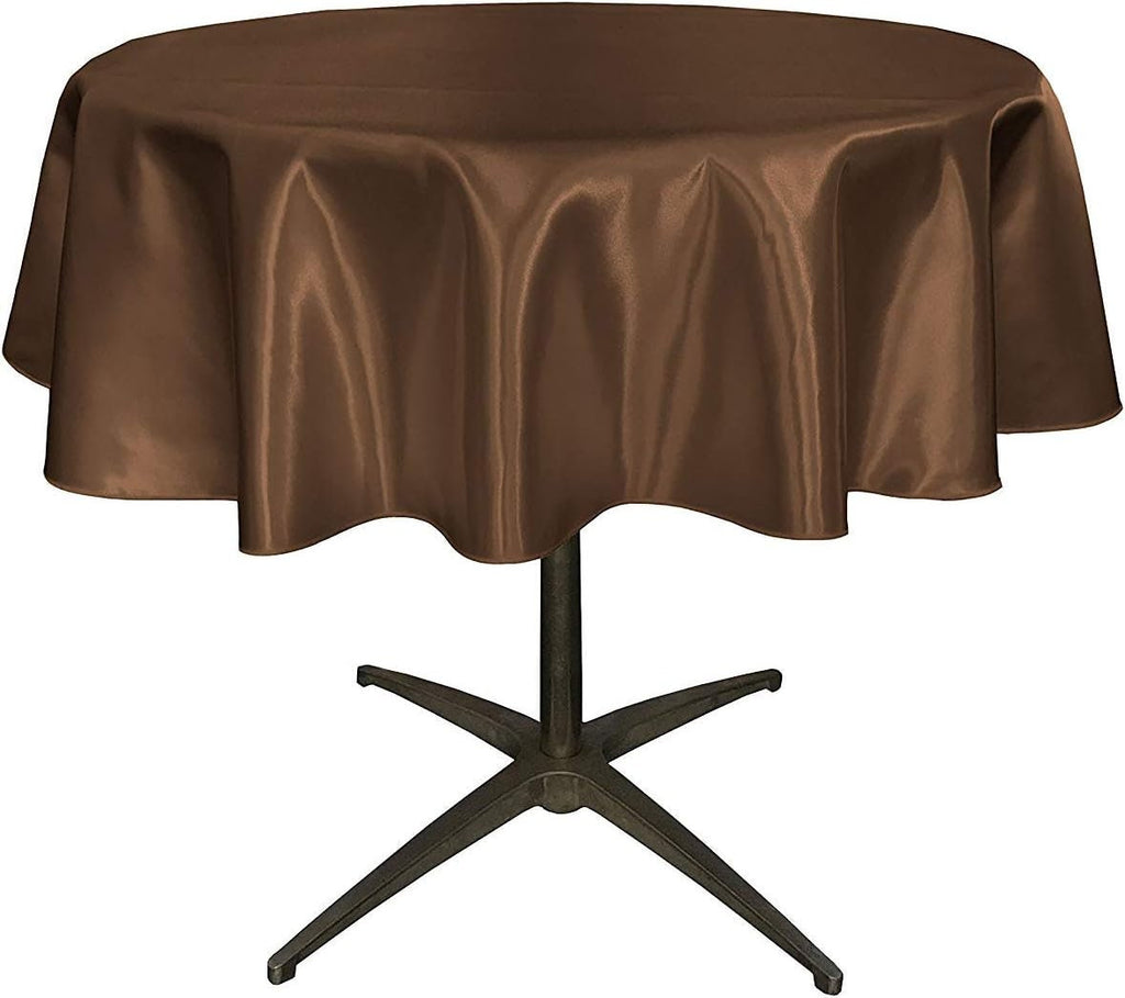 BROWN - Bridal Satin Table Overlay, for Small Coffee Table -  Table Cover Fabric Table Cloth for Dinning, Kitchen, Party,Holiday