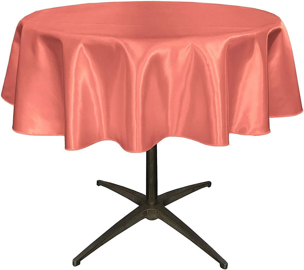 CORAL - Bridal Satin Table Overlay, for Small Coffee Table -  Table Cover Fabric Table Cloth for Dinning, Kitchen, Party,Holiday