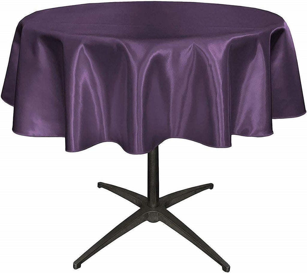 EGGPLANT - Bridal Satin Table Overlay, for Small Coffee Table -  Table Cover Fabric Table Cloth for Dinning, Kitchen, Party,Holiday