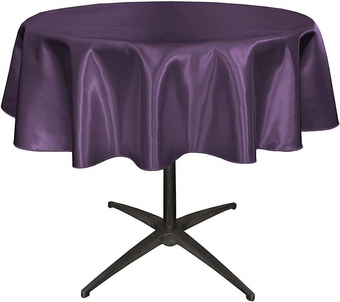 EGGPLANT - Bridal Satin Table Overlay, for Small Coffee Table -  Table Cover Fabric Table Cloth for Dinning, Kitchen, Party,Holiday