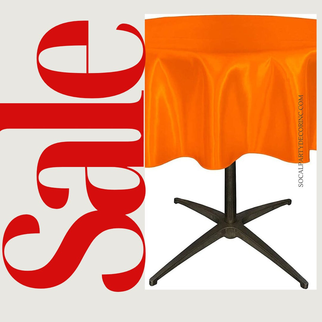 ORANGE - Bridal Satin Table Overlay, for Small Coffee Table -  Table Cover Fabric Table Cloth for Dinning, Kitchen, Party,Holiday