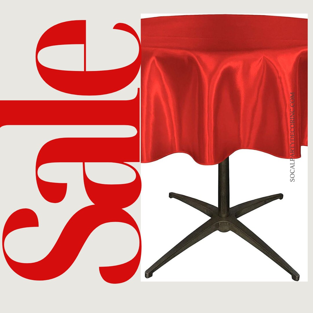 RED - Bridal Satin Table Overlay, for Small Coffee Table -  Table Cover Fabric Table Cloth for Dinning, Kitchen, Party,Holiday