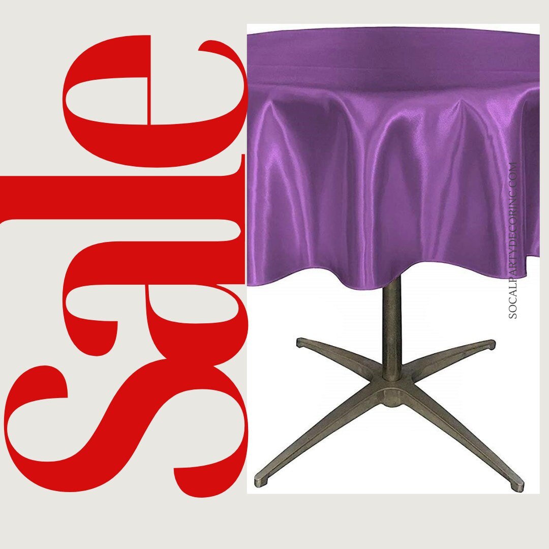PURPLE - Bridal Satin Table Overlay, for Small Coffee Table -  Table Cover Fabric Table Cloth for Dinning, Kitchen, Party,Holiday