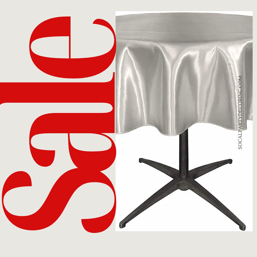 SILVER - Bridal Satin Table Overlay, for Small Coffee Table -  Table Cover Fabric Table Cloth for Dinning, Kitchen, Party,Holiday