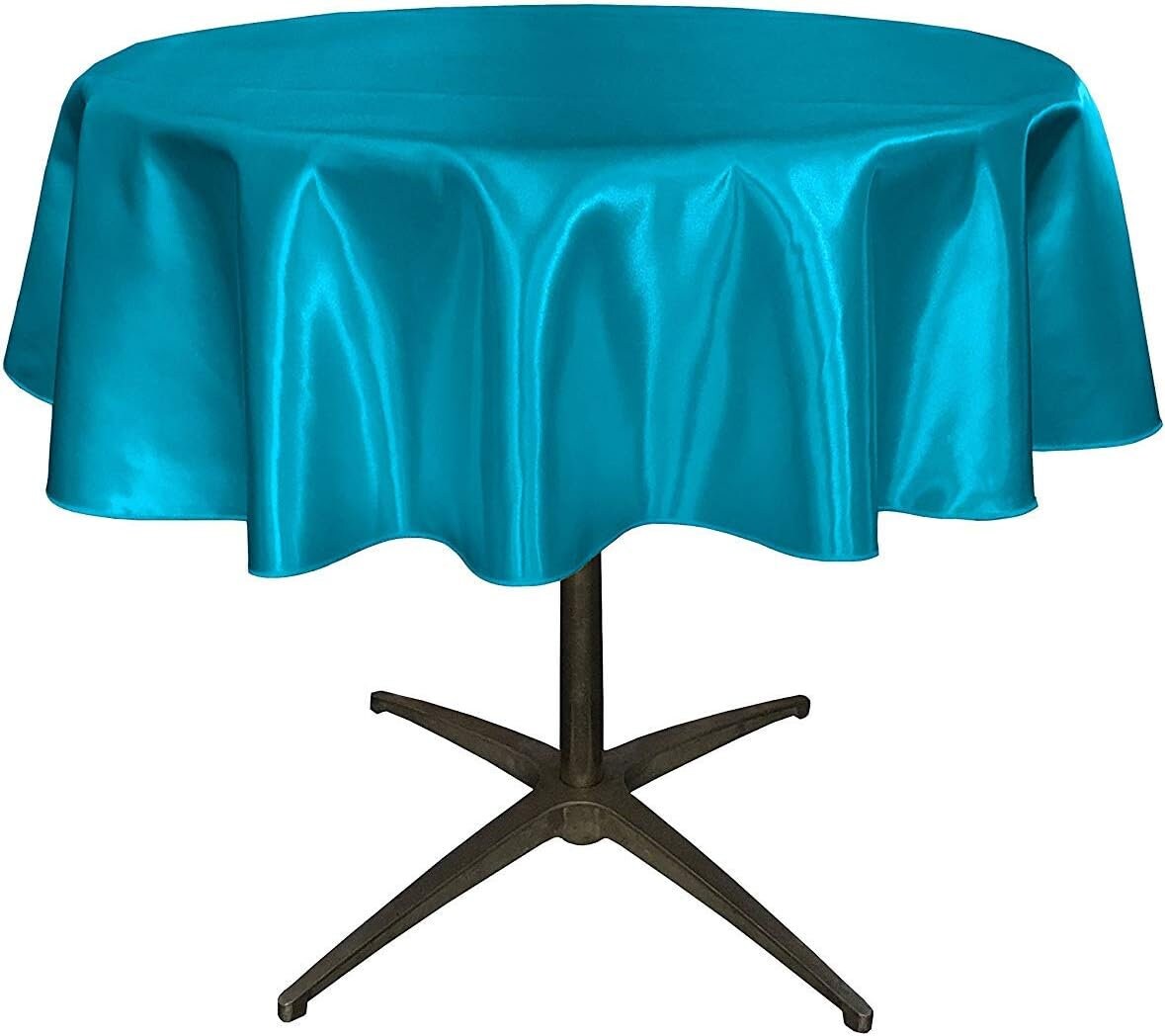 TURQUOISE - Bridal Satin Table Overlay, for Small Coffee Table -  Table Cover Fabric Table Cloth for Dinning, Kitchen, Party,Holiday